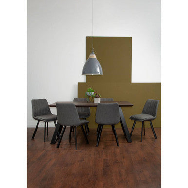 Westford Wooden Effect Dining Table with 6 Grey Dining Chairs Set