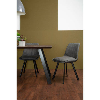Westford Wooden Effect Dining Table with 6 Grey Dining Chairs Set