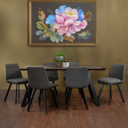 Westford Wooden Effect Dining Table with 6 Grey Dining Chairs Set