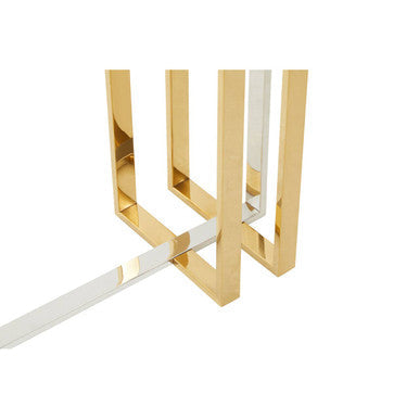 Alvea Clear Glass Console Table with Gold and Silver Finish Frame