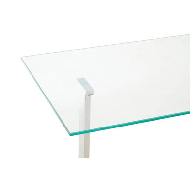 Alvea Clear Glass Console Table with Gold and Silver Finish Frame
