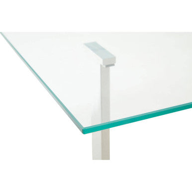 Alvea Clear Glass Console Table with Gold and Silver Finish Frame