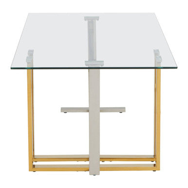 Alvea Clear Glass Coffee Table with Gold and Silver Finish Frame