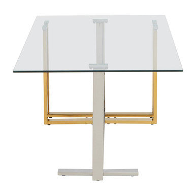 Alvea Clear Glass Coffee Table with Gold and Silver Finish Frame