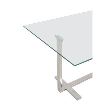 Alvea Clear Glass Coffee Table with Gold and Silver Finish Frame