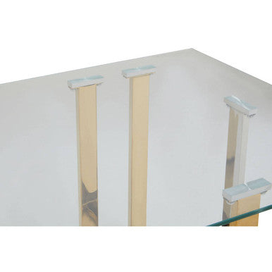Alvea Clear Glass Coffee Table with Gold and Silver Finish Frame