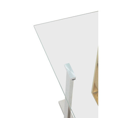 Alvea Clear Glass Side Table with Gold and Silver Finish Frame