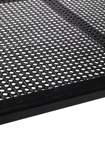 Heritage Black Wooden Coffee Table with Rattan Shelf