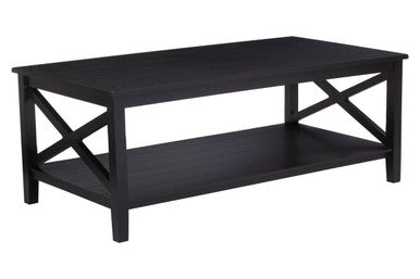 Heritage Black Wooden Coffee Table with Lower Shelf