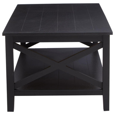 Heritage Black Wooden Coffee Table with Lower Shelf