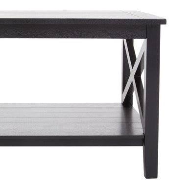 Heritage Black Wooden Coffee Table with Lower Shelf