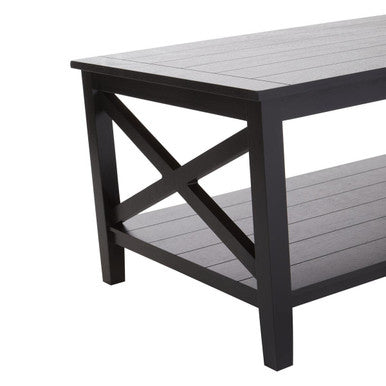 Heritage Black Wooden Coffee Table with Lower Shelf