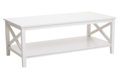 Heritage White Wooden Coffee Table with Lower Shelf