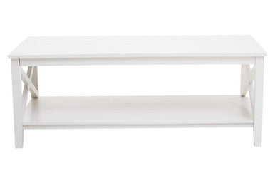 Heritage White Wooden Coffee Table with Lower Shelf