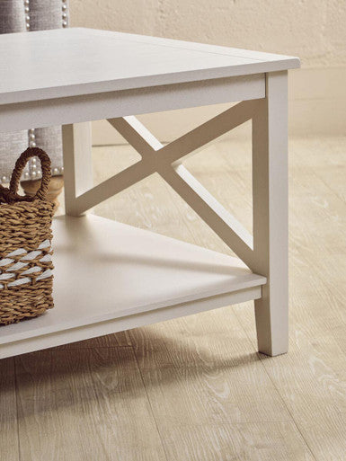 Heritage White Wooden Coffee Table with Lower Shelf