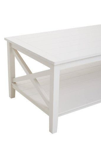 Heritage White Wooden Coffee Table with Lower Shelf