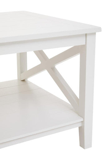 Heritage White Wooden Coffee Table with Lower Shelf