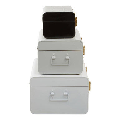 Set of Three Assorted Storage Trunks - White and Black