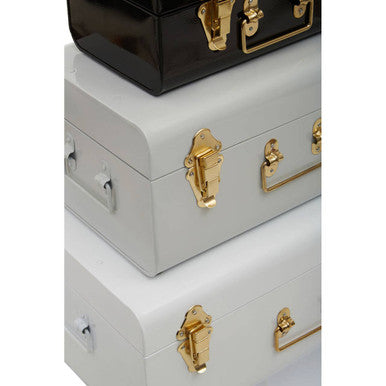Set of Three Assorted Storage Trunks - White and Black