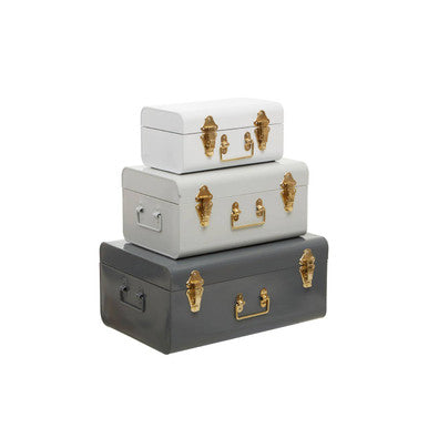 Set of Three Assorted Storage Trunks - Grey