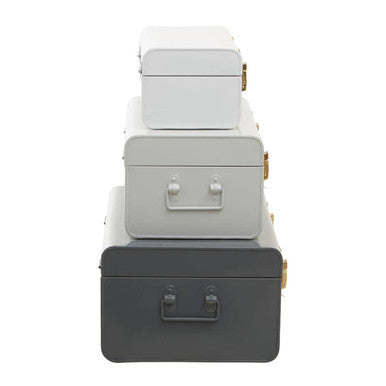 Set of Three Assorted Storage Trunks - Grey