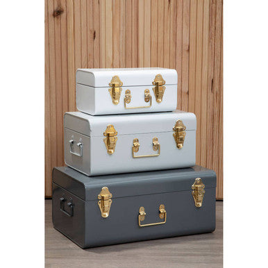 Set of Three Assorted Storage Trunks - Grey