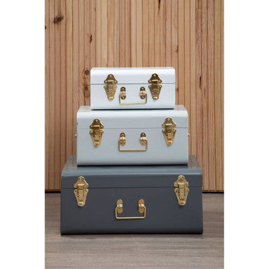 Set of Three Assorted Storage Trunks - Grey