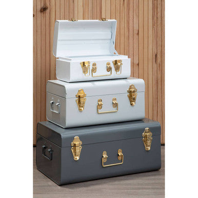 Set of Three Assorted Storage Trunks - Grey