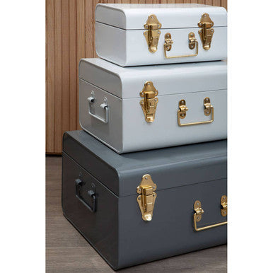 Set of Three Assorted Storage Trunks - Grey