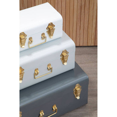 Set of Three Assorted Storage Trunks - Grey
