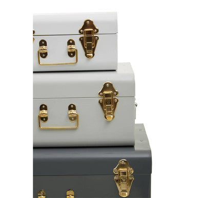 Set of Three Assorted Storage Trunks - Grey