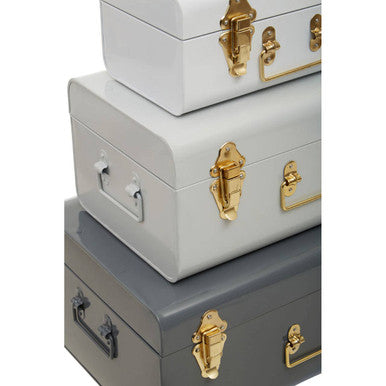 Set of Three Assorted Storage Trunks - Grey