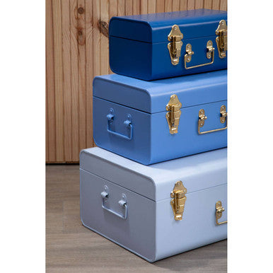 Set of Three Assorted Storage Trunks - Blue