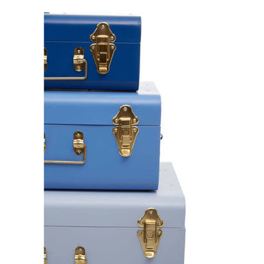 Set of Three Assorted Storage Trunks - Blue