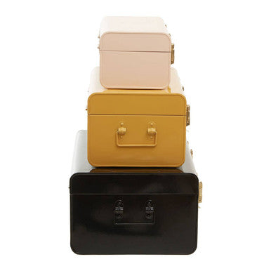 Set of Three Assorted Storage Trunks - Yellow and Cream