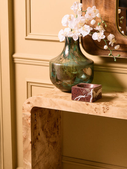 Mota Natural Burl Wood Curved Console Table