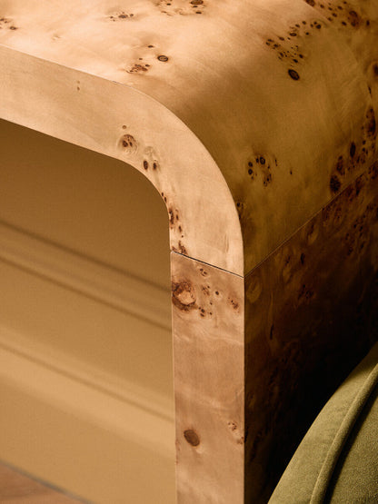 Mota Natural Burl Wood Curved Console Table