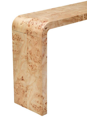 Mota Natural Burl Wood Curved Console Table
