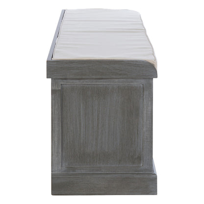 Heritage Wooden and Rattan 3 Drawer Storage Bench with Cream Cushion