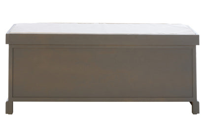 Heritage Wooden and Rattan 3 Drawer Storage Bench with Cream Cushion