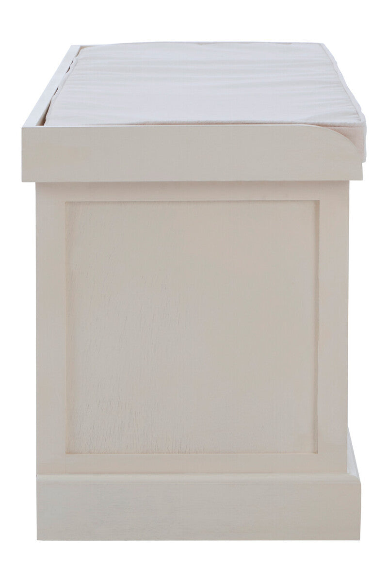 Heritage Wooden and Rattan 3 Drawer Storage Bench with Grey Cushion