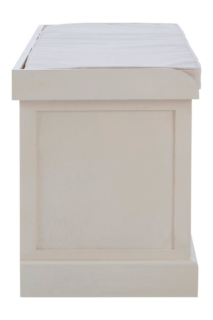 Heritage Wooden and Rattan 3 Drawer Storage Bench with Grey Cushion