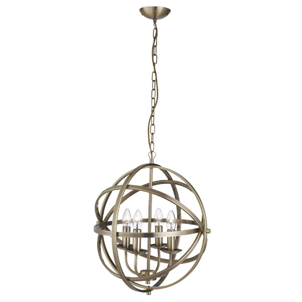 Orbit Antique Brass 4 Light Ceiling Pendant