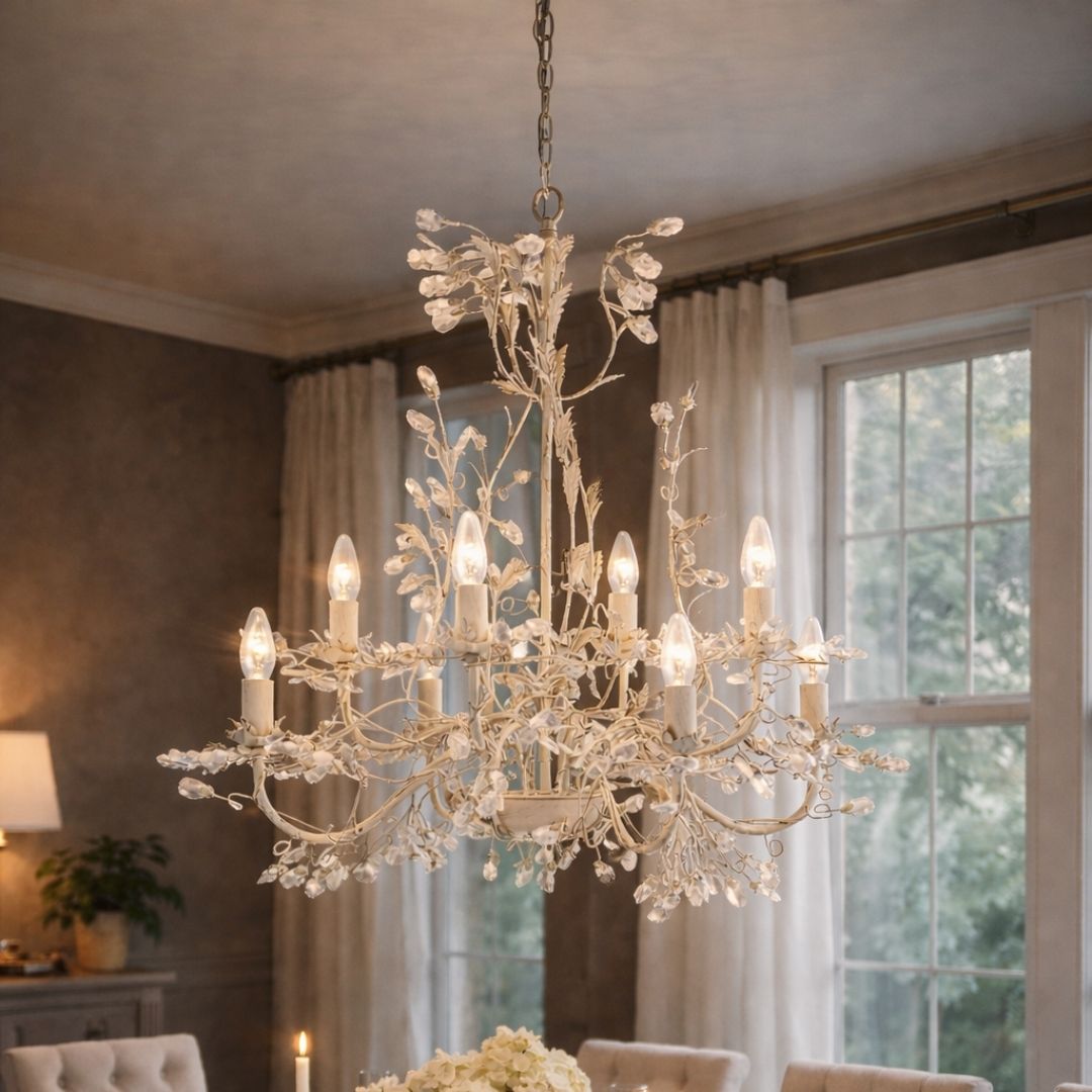 Alamandite 8 Light Cream Chandelier Ceiling Light