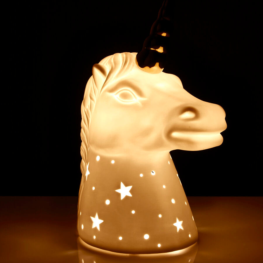 Kids Unicorn with Gold Horn Ceramic Night Light