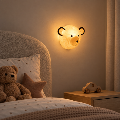 Kids Ceramic Bear Wall Night Light