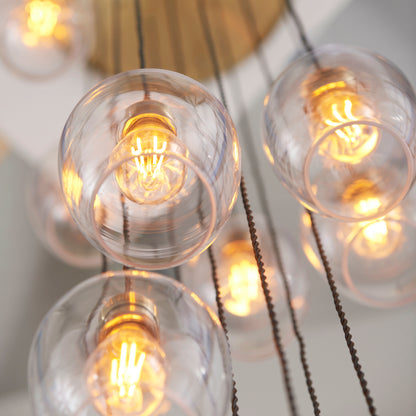 Stourton 13 Light Antique Brass & Clear Glass Cascade Pendant Light