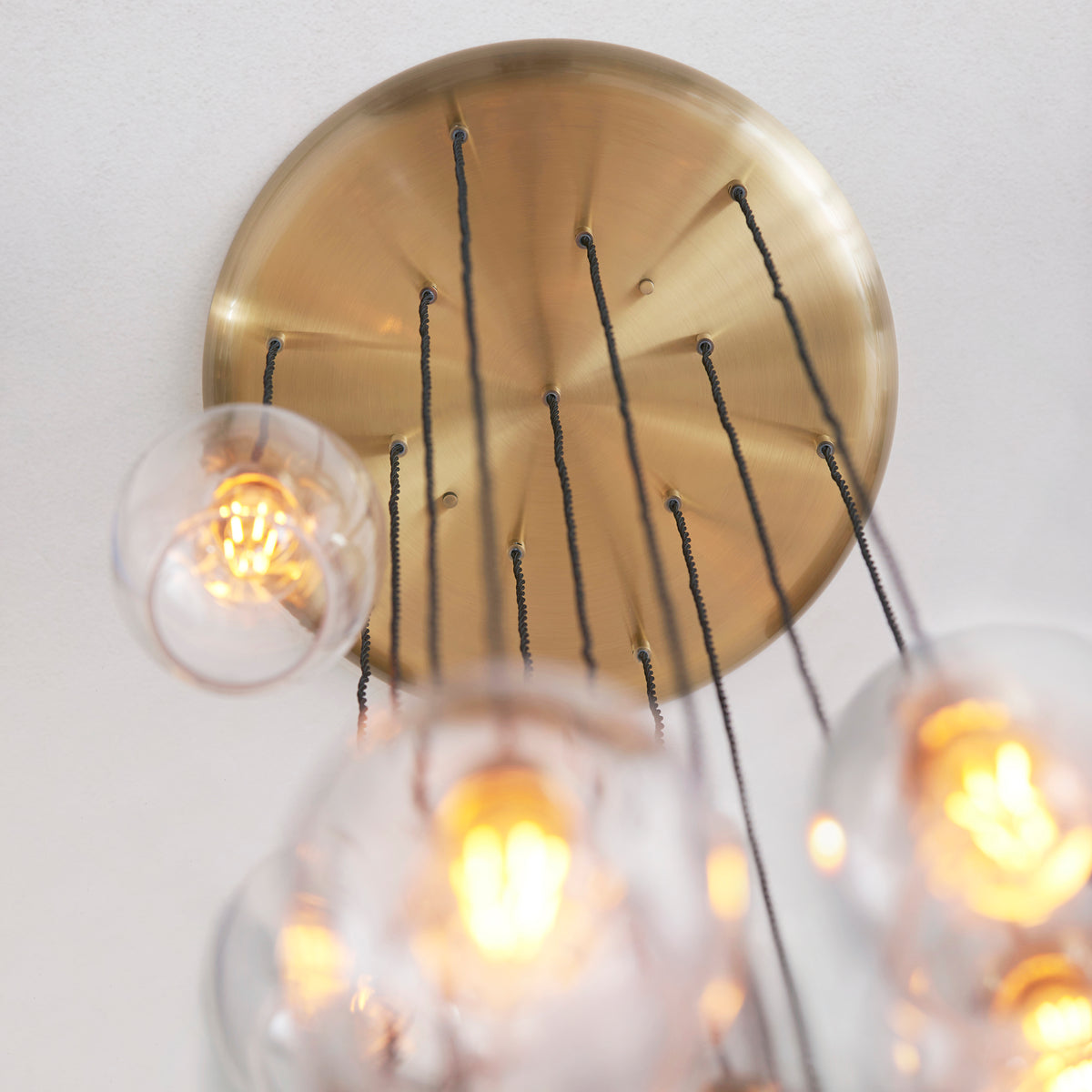Stourton 13 Light Antique Brass & Clear Glass Cascade Pendant Light