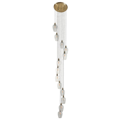 Stourton 13 Light Antique Brass & Clear Glass Cascade Pendant Light