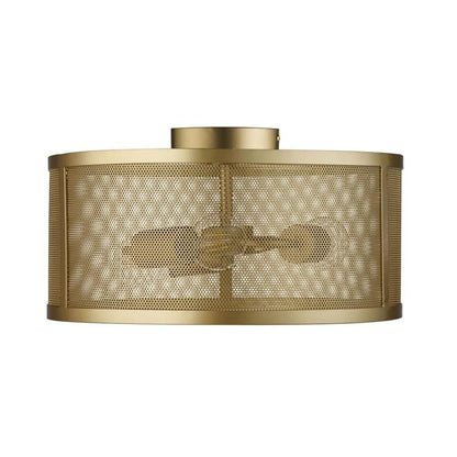 Fishnet 3 Light Matte Gold Mesh Flush Ceiling Light